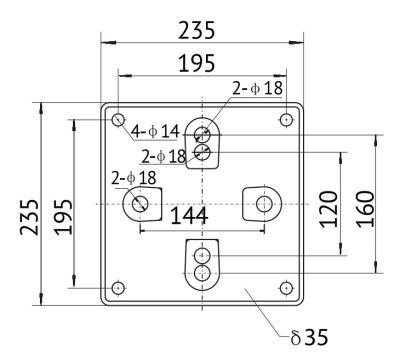 Присоединительная база (тип БАЗА А) для насосов TG32-18/2 - TG100-33/2T